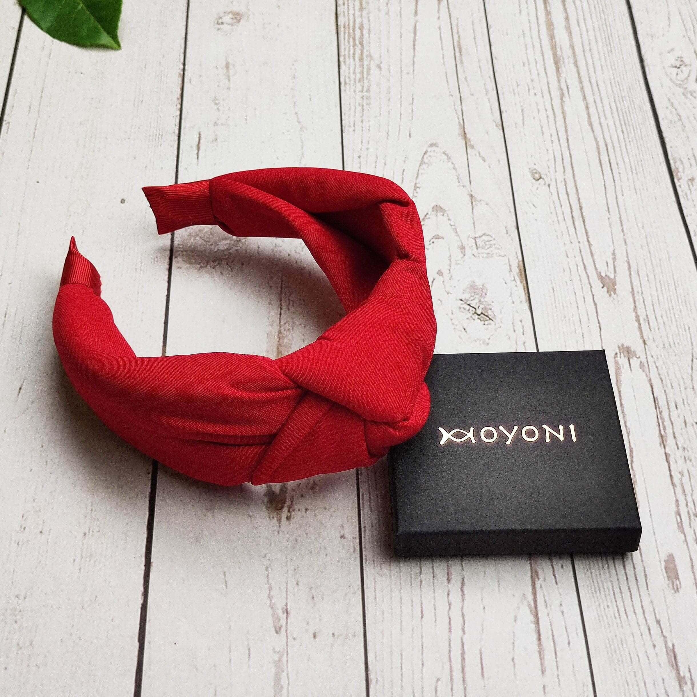 Luxurious Stylish Red Viscose Crepe Headband for Women - Elegant Wide Hairband available at Moyoni Design