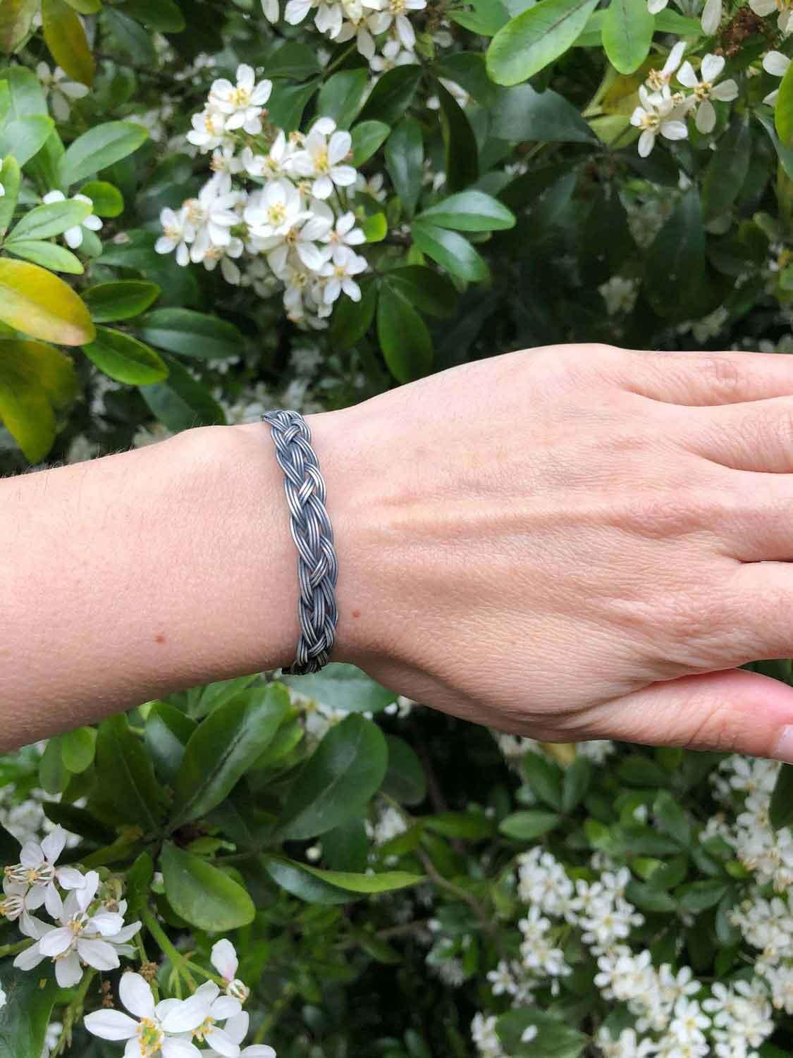Delicate WOVEN BRACELET, Handmade Weaved Bracelet, Personalised Jewelry, Anniversary, Silver Bead Bracelet, For Men, For Husband, Gift for Father available at Moyoni Design