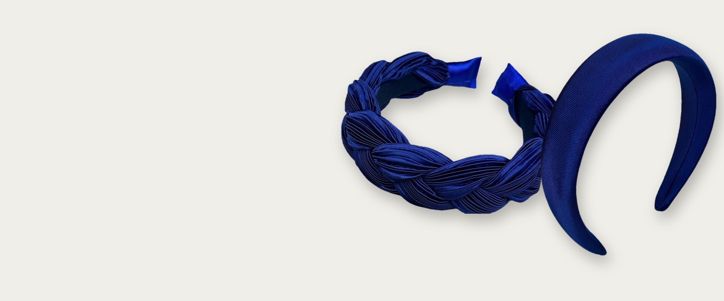 Royal blue braided and padded satin headbands